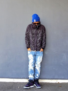 「アイテム（ミリタリージャケット）」を使った、hasshi(ハッシー)さん（メンズ・172cm）の冬コーディネート