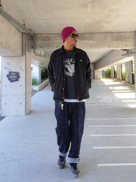 「アイテム（ニットキャップ/ビーニー）」を使った、hasshi(ハッシー)さん（メンズ・172cm）の秋コーディネート
