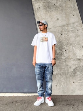 「Supreme （シュプリーム）のSupreme Frayed Logos Denim Camp Cap "Blue"（キャップ、ブルー系）」を使った、hasshi(ハッシー)さん（メンズ・173cm）の夏コーディネート