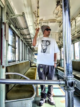 「FAT（エフエイティー）のS.B. "REBORN"（Tシャツ/カットソー）」を使った、hasshi(ハッシー)さん（メンズ・172cm）の夏コーディネート