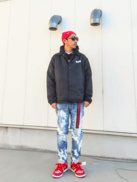 「off white（オフホワイト）のアイテム」を使った、hasshi(ハッシー)さん（メンズ・172cm）の冬コーディネート