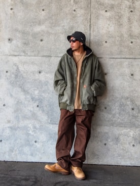 「アイテム（ニットキャップ/ビーニー）」を使った、hasshi(ハッシー)さん（メンズ・172cm）の冬コーディネート