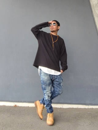 「Timberland（ティンバーランド）のTimberland ティンバーランド BASIC OX WP ベーシック　オックス　ウォータープルーフ A43ZR ABC-MART限定 *WHEAT/N（ブーツ）」を使った、hasshi(ハッシー)さん（メンズ・173cm）の春コーディネート