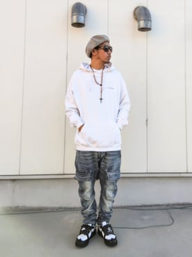 「アイテム（ハンチング/ベレー帽）」を使った、hasshi(ハッシー)さん（メンズ・172cm）の冬コーディネート