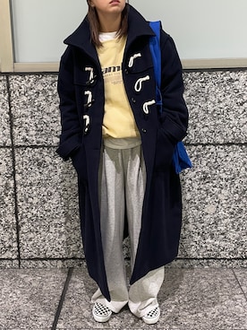「アイテム（ダッフルコート）」を使った、佐藤薫さん（レディース・162cm）の秋コーディネート