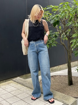 「アイテム（タンクトップ）」を使った、佐藤薫さん（レディース・162cm）の夏コーディネート