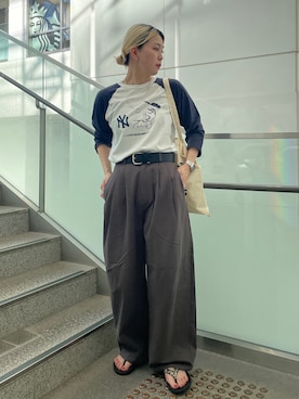 「ラグランTシャツ」｜佐藤薫さん（レディース・162cm）の夏コーディネート