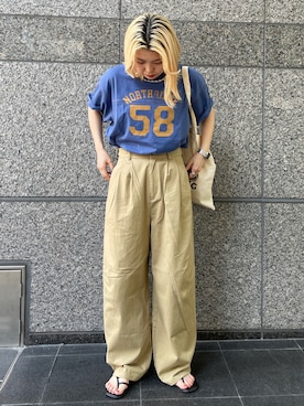 「Ungrid（アングリッド）のアイテム（トートバッグ）」を使った、佐藤薫さん（レディース・162cm）の夏コーディネート