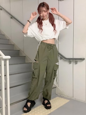 「アイテム（サンダル）」を使った、ゆみみんさん（レディース・171cm）の夏コーディネート