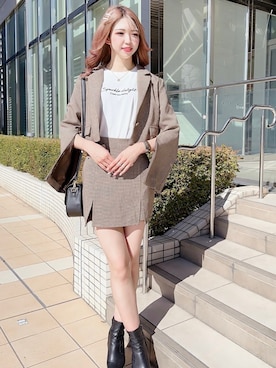 「アイテム（テーラードジャケット）」を使った、ゆみみんさん（レディース・171cm）の秋コーディネート