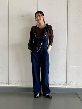 「アイテム（サロペット/オーバーオール）」を使った、REINAさん（レディース・162cm）の秋コーディネート