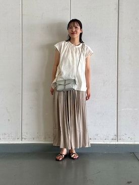 「ガウチョパンツ」｜「アイテム（ホワイト系）」を使った、REINAさん（レディース・162cm）の夏コーディネート