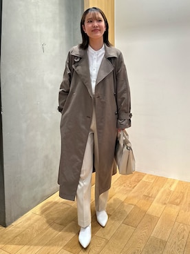 「ブラウス」｜「アイテム（ステンカラーコート）」を使った、REINAさん（レディース・162cm）の春コーディネート