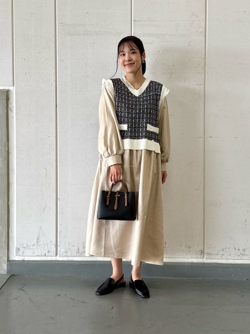 セール】ツイードニットドッキングワンピース（ワンピース）｜ITEMS