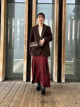 「アイテム（その他アウター、ブラウン系）」を使った、REINAさん（レディース・162cm）の秋コーディネート