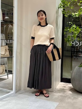 「ガウチョパンツ」｜「アイテム（ホワイト系）」を使った、REINAさん（レディース・162cm）の夏コーディネート
