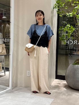 「ITEMS URBANRESEARCH（アイテムズ アーバンリサーチ）のアイテム（Tシャツ/カットソー）」を使った、REINAさん（レディース・162cm）の夏コーディネート