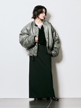 「アイテム（MA-1）」を使った、kitajimaさん（レディース・149cm）の秋コーディネート