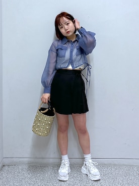 「FREE'S MART（フリーズマート）のアイテム（かごバッグ）」を使った、maoさん（レディース・158cm）の春コーディネート