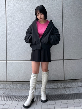 「FREE'S MART（フリーズマート）のアイテム（MA-1）」を使った、maoさん（レディース・158cm）の秋コーディネート