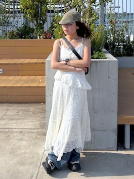 「アイテム（ハンドバッグ）」を使った、maoさん（レディース・158cm）の夏コーディネート