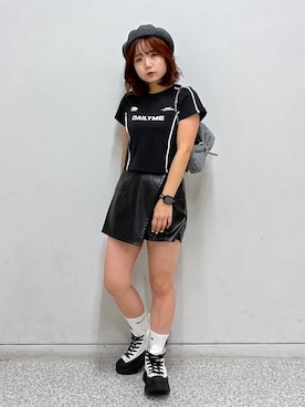 「FREE'S MART（フリーズマート）のアイテム（ハンチング/ベレー帽）」を使った、maoさん（レディース・158cm）の夏コーディネート