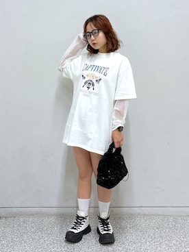 「アイテム（サングラス、ホワイト系）」を使った、maoさん（レディース・158cm）の秋コーディネート