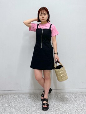 「FREE'S MART（フリーズマート）のアイテム（かごバッグ）」を使った、maoさん（レディース・158cm）の夏コーディネート