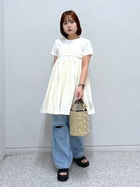 「FREE'S MART（フリーズマート）のアイテム（かごバッグ）」を使った、maoさん（レディース・158cm）の春コーディネート