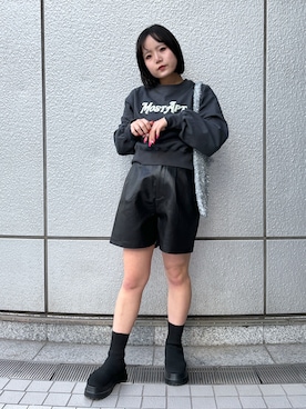 「短丈スウェット」｜maoさん（レディース・158cm）の冬コーディネート