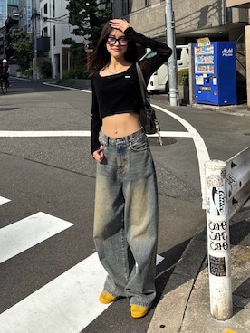 「EMODA（エモダ）のアイテム」を使った、佐藤百華さん（レディース・165cm）の夏コーディネート