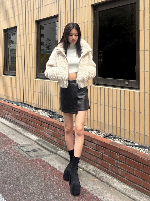 EMODA フェイクファーショートジャケット ブラウン ショート丈 ダウン