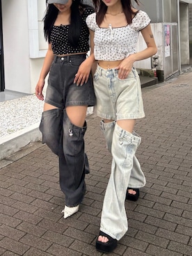 「アイテム（パンプス、ホワイト系）」を使った、佐藤百華さん（レディース・165cm）の夏コーディネート