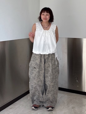 「w closet（ダブルクローゼット）のアイテム（その他パンツ）」を使った、naoさん（レディース・151cm）の夏コーディネート