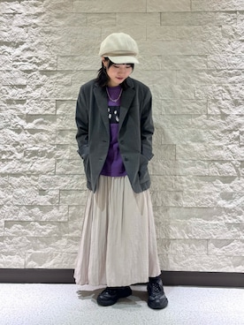 「アイテム（キャスケット）」を使った、nono さん（レディース・155cm）の秋コーディネート