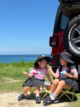 「THE NORTH FACE（ザノースフェイス）の【THE NORTH FACE】KIDS FREE RUN CREW（ソックス/靴下）」を使った、446wranglerさん（キッズ・110cm）の夏コーディネート