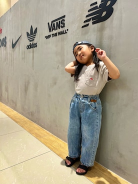 「KANGOL（カンゴール）のアイテム（帽子）」を使った、446wranglerさん（キッズ・110cm）の秋コーディネート