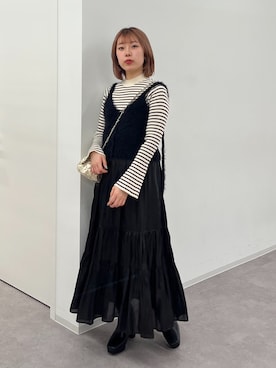 「ティアードスカート」｜「アイテム（その他トップス）」を使った、misakiさん（レディース・157cm）の冬コーディネート