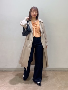 「FREE'S MART（フリーズマート）のアイテム（トレンチコート）」を使った、misakiさん（レディース・157cm）の春コーディネート