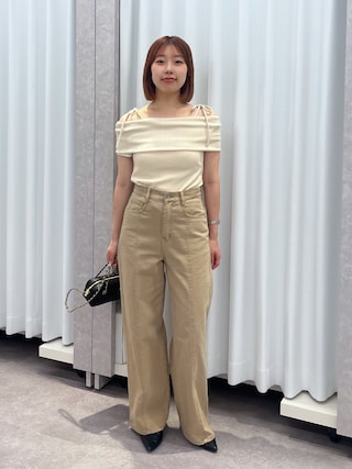 「FREE'S MART（フリーズマート）の◇[低身長サイズ/Sシリーズ]ワイドストレートカラーパンツ（その他パンツ）」を使った、misakiさん（レディース・157cm）の夏コーディネート