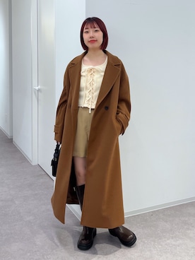 「FREE'S MART（フリーズマート）のアイテム（チェスターコート）」を使った、misakiさん（レディース・157cm）の秋コーディネート