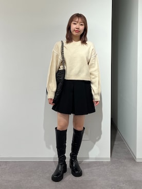 「キュロット」｜「アイテム（ブーツ）」を使った、misakiさん（レディース・157cm）の冬コーディネート