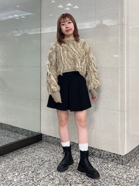 「キュロット」｜「アイテム（ブーツ）」を使った、misakiさん（レディース・157cm）の冬コーディネート