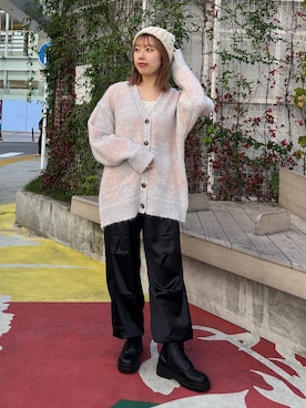 「サテンパンツ」｜「アイテム（帽子）」を使った、misakiさん（レディース・157cm）の秋コーディネート