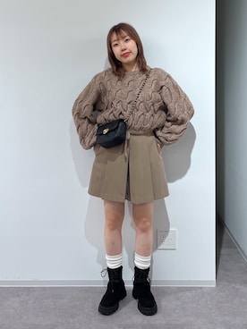 「キュロット」｜「アイテム（ブラウン系）」を使った、misakiさん（レディース・157cm）の秋コーディネート
