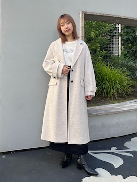 「FREE'S MART（フリーズマート）のアイテム（チェスターコート）」を使った、misakiさん（レディース・157cm）の秋コーディネート