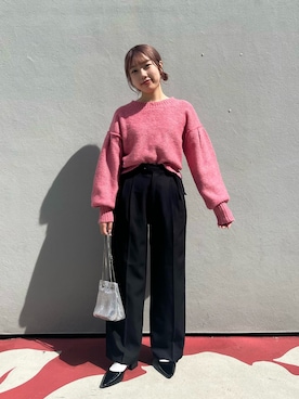 「ショート丈トップス」｜「アイテム（バレエシューズ）」を使った、misakiさん（レディース・157cm）の秋コーディネート