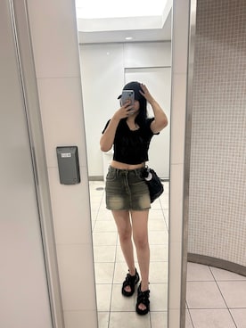 「アイテム（デニムスカート）」を使った、ひなさん（レディース・156cm）の夏コーディネート