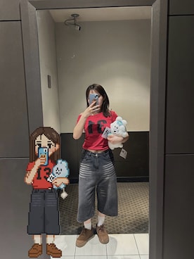 「アイテム（スニーカー、イエロー系）」を使った、ひなさん（レディース・156cm・20代）の夏コーディネート