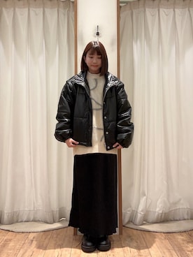 「ehka sopo（エヘカソポ）のアイテム（ノーカラージャケット）」を使った、akaneさん（レディース・152cm）の冬コーディネート